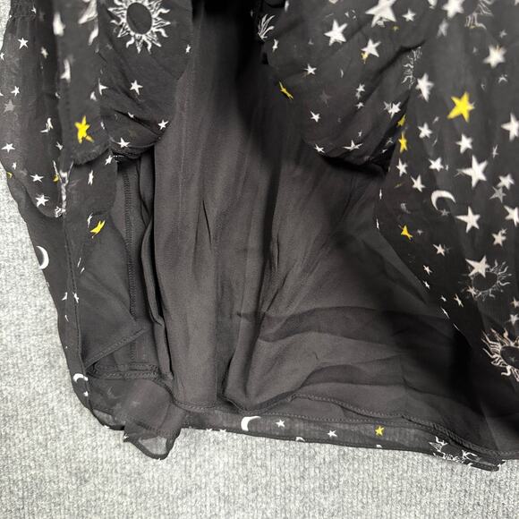 Derek Lam 10 Crosby Sz 2 Juno Trapeze Mini Dress Black Celestial Print Chiffon - Picture 9 of 13